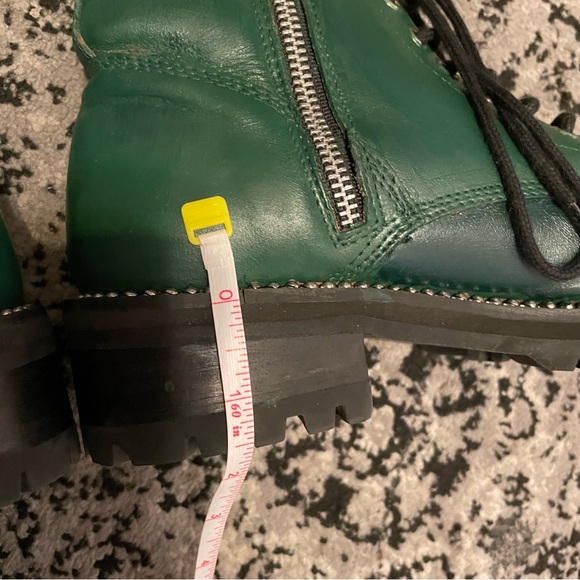 Aqua brand lug sole green combat boots with silver studs - Picture 6 of 15